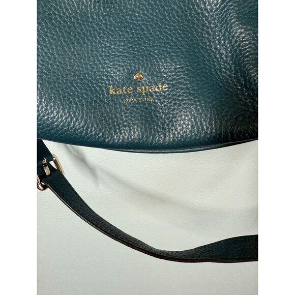 Kate Spade Vivian Hobo Bag Green Pebble Leather Purse Pockets Shoulder Strap - Picture 4 of 11